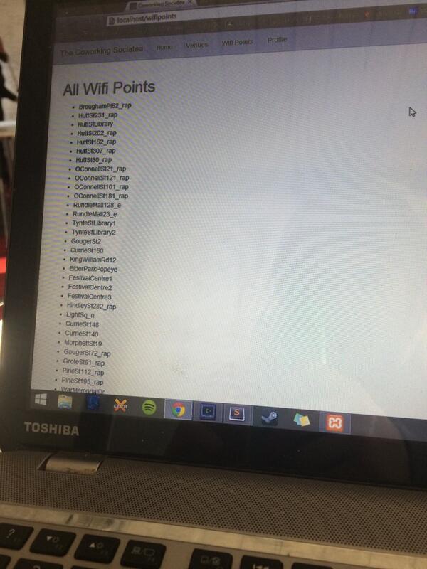 CoderciseYT's tweet image. Hey @Internode check it out! All of Adelaide&apos;s free wifi points. #WarTapir #unleashedADL #govhack @unleashedADL