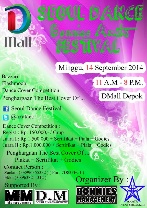 Share Korean Festival Seoul Dance Bonnies Axata Festival 14 September 2014 <a href="/DMall/">dmall</a> Depok ... <a href="/Choostar_DC/">ChooStar Official</a>