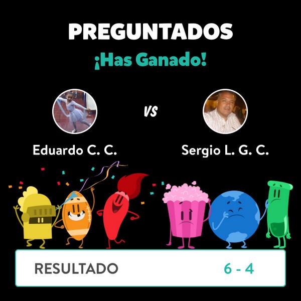 ¡Gané una partida contra Sergio L. G. C. en Preguntados!