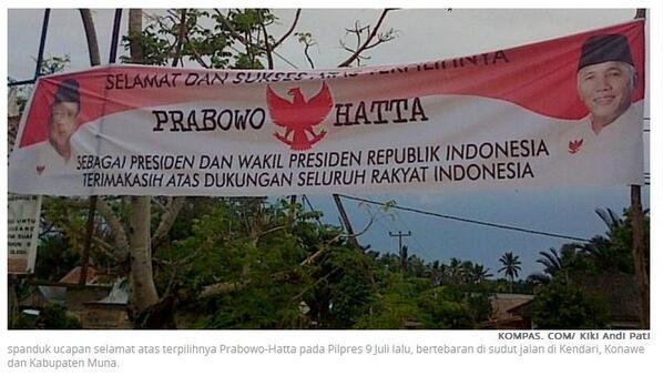 Banyak Spanduk Ucapan Selamat Untuk Prabowo-Hatta Memangnya Sudah Ada Pengumuman KPU? kom.ps/AFklOL