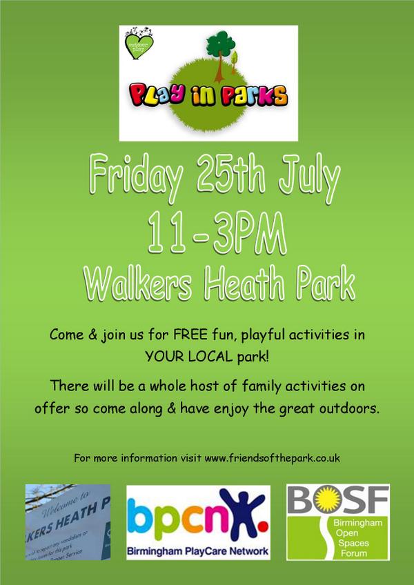FriendsofWHPark's tweet image. Bring your kids down to the park on Friday from 11am for fun, free physical activity courtesy of BPCN @ScrapstoreBrum