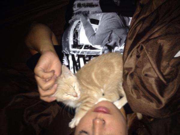 BaileyTremblay's tweet photo. My 5:30 am cuddles . http://t.co/Q54799mfue