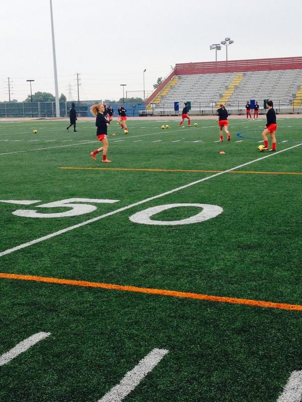 OKRedDevils's tweet photo. @OshawaKicks Ontario Cup Final pre-game warmup. #timetoleaveitallonthefield #classof2014 #soproud #onegame http://t.co/kTV0BH2trt