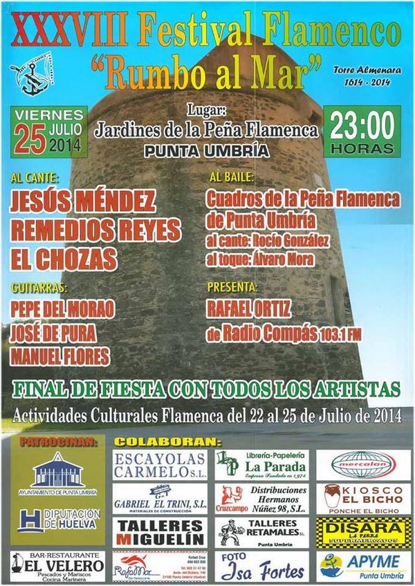 mjosejeronimo's tweet photo. I Semana Flamenca de Punta Umbría.Del 22 al 25 de julio.@PuntaUNocturna @puntaumbriaTV @ctmcostahuelva @luzdelacosta http://t.co/IlI5OSSy0l