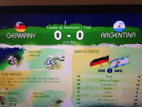@kdsportscookley and Germany win on penalties #WorldCup2014  prediction #fifa14