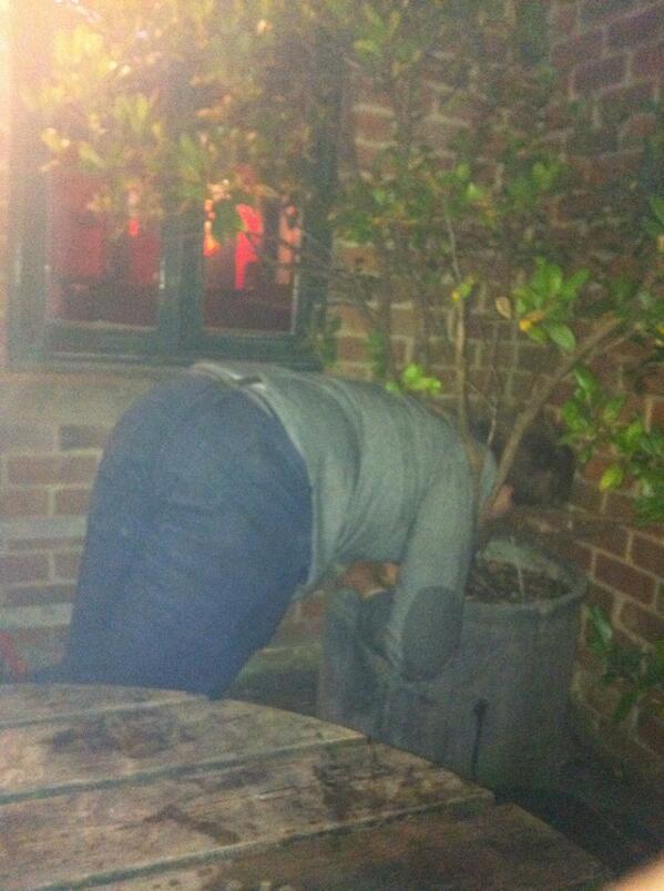 HollyWill96's tweet photo. Ben got stuck in a plant for about 10 minutes last night http://t.co/YVbU9ve1U9