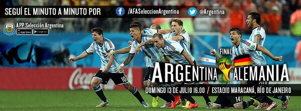 Argentina's tweet photo. Hace 24 años que esperábamos este día. Empezá a vivir #ARG - #GER en la Fan Page oficial: https://t.co/YIekGp47F9 http://t.co/quWBLV5Gvu