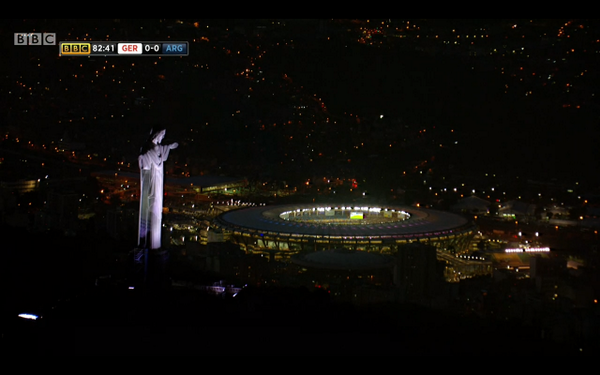 BBCOne's tweet photo. Our live coverage of #GERvsARG continues from the iconic Maracanã stadium in Rio. #WorldCupFinal http://t.co/1kjG8Ppi06