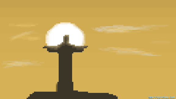 8bitfootball's tweet photo. 8bit sunset over Cristo Redentor... one of the highlights of this match #GER #ARG http://t.co/rsZcmzMuD6