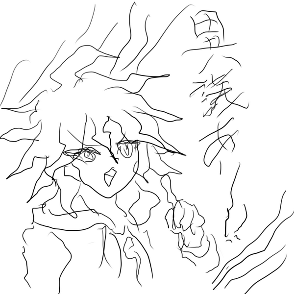 左手で描くと手が震えるのを活用した狛枝 