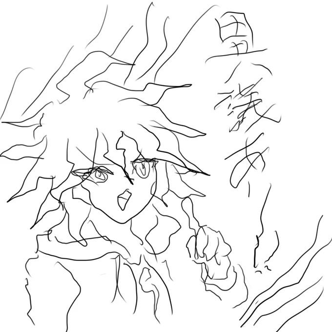 左手で描くと手が震えるのを活用した狛枝 