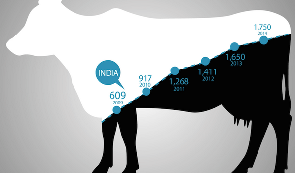 indianeconomy's tweet photo. India 2nd largest exporter of beef in world, likely to beat No.1 Brazil soon. #BanCowSlaughter #dataviz #datahack14 http://t.co/zKGQ5iHO2N