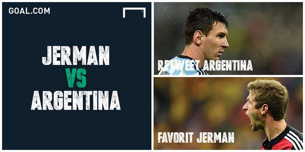GOAL_ID's tweet photo. Pegang Argentina #ARG, silahkan Retweet. Dan klik Favorit jika anda menjagokan Jerman #GER http://t.co/6lhl6Mprd3 http://t.co/anDlStHULh