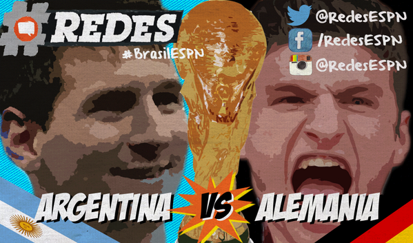 RedesESPN's tweet photo. No se Olviden de acompañarnos desde nuestra cuenta de Twitter con el Live Coverage de la final entre #ARGvsGER http://t.co/1IZCG18gOA