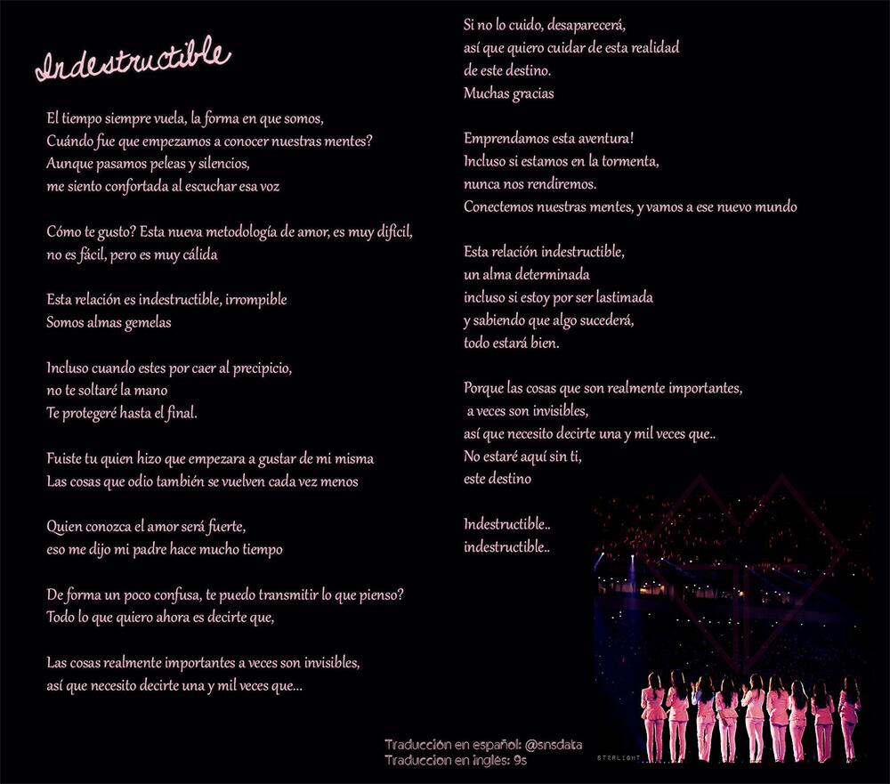 Snsd Indestructible Spanish Lyrics Snsd Lyrics Girls Generation