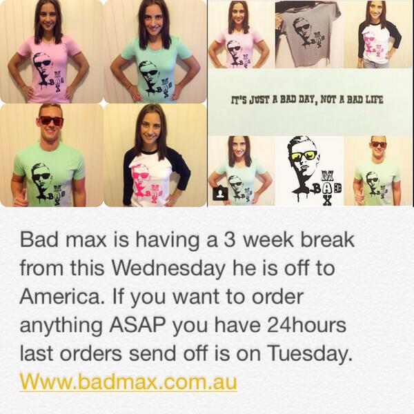 24hours to get your last orders in :) #badmax badmax.com.au