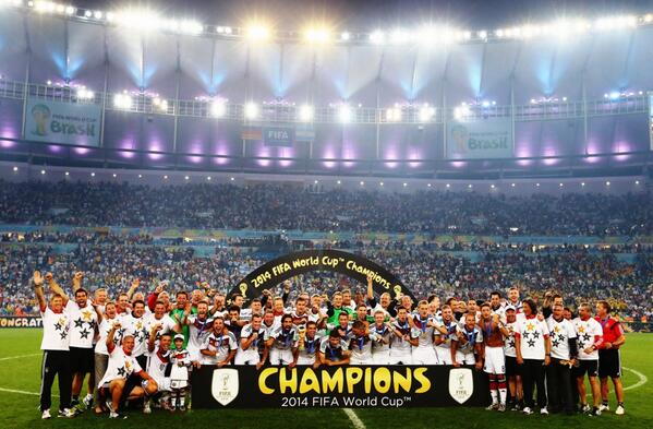 FCBayern's tweet photo. CHAMPIONS 2014 FIFA World Cup! #MiaSanWeltmeister #GERARG 1:0 http://t.co/q74KLhDfMr