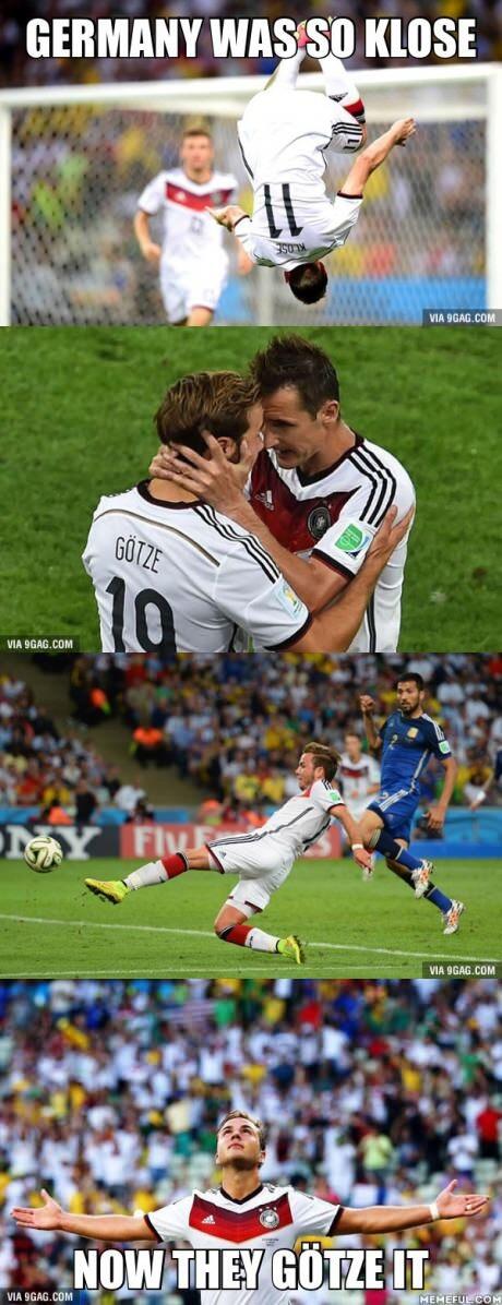 Pmolinav's tweet photo. Germany was so Klose, now they Götze it. http://t.co/5s0tDpMGP8 via @9GAG @andres89c http://t.co/Qhkdah63b8