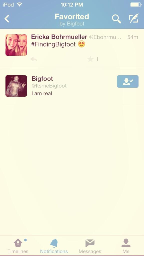 Ebohrmueller's tweet photo. Day equals made!! @ItsmeBigfoot favorited my tweet!! 😳😍 http://t.co/QvD81xNuhT