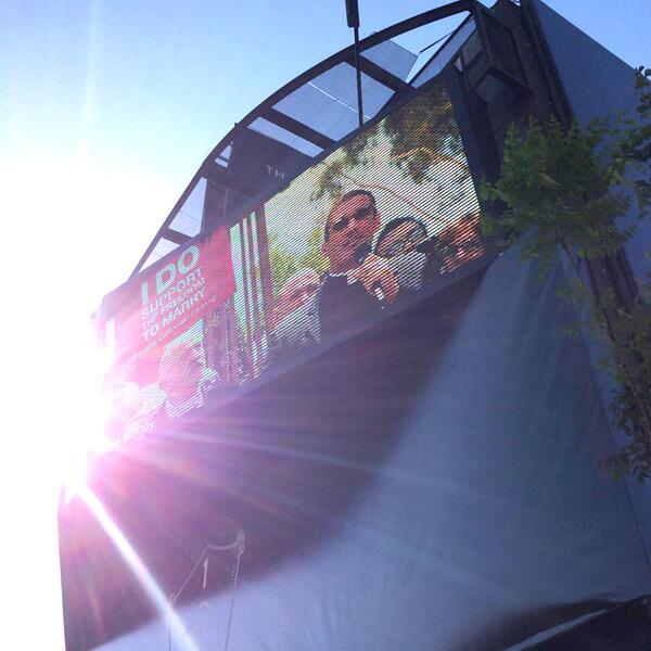 LoveIsLove's tweet photo. Our #LoveIsLove photo still on a billboard @TheSunsetStrip! #SunsetStrip #gay #lgbt #mcc #la #weho #marriageequality http://t.co/eA27K3EPNG