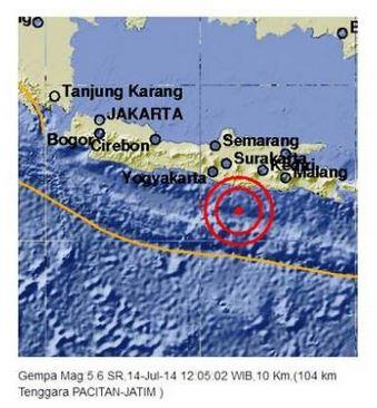 Gempa 5,6 SR Guncang Pacitan, Terasa hingga Yogyakarta dan Surabaya - kom.ps/AFkoH6