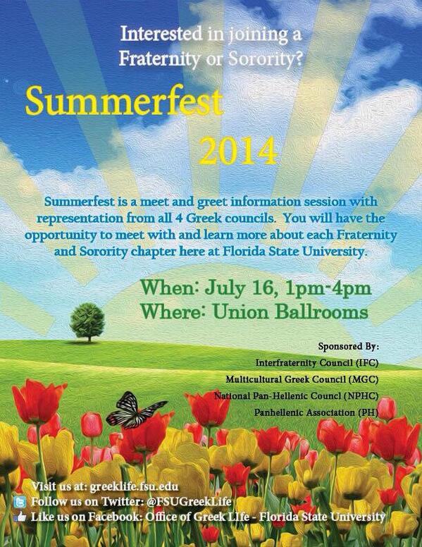 Emily_Agnello's tweet photo. Check out Summerfest 2014 this Wednesday, 1pm-4pm in the Union Ballrooms! #gogreek http://t.co/fPACwXhEnI