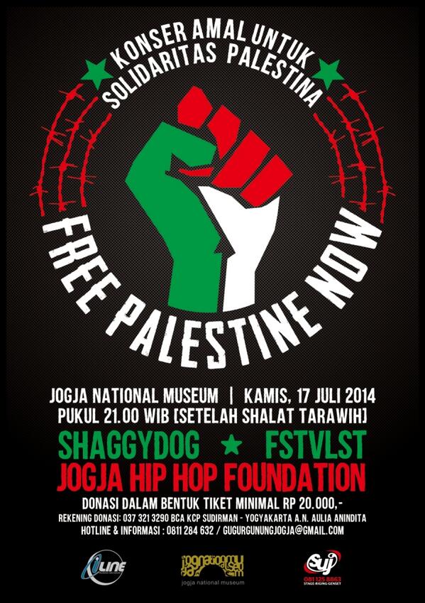 #FREEPALESTINENOW Malam ini jam 21:00 WIB @ Jogja National Museum. Donasi tiket 20k <a href="/shaggydogjogja/">SHAGGYDOG</a> <a href="/FSTVLST/">festivalist =</a> <a href="/JHFcrew/">JHF Official</a>