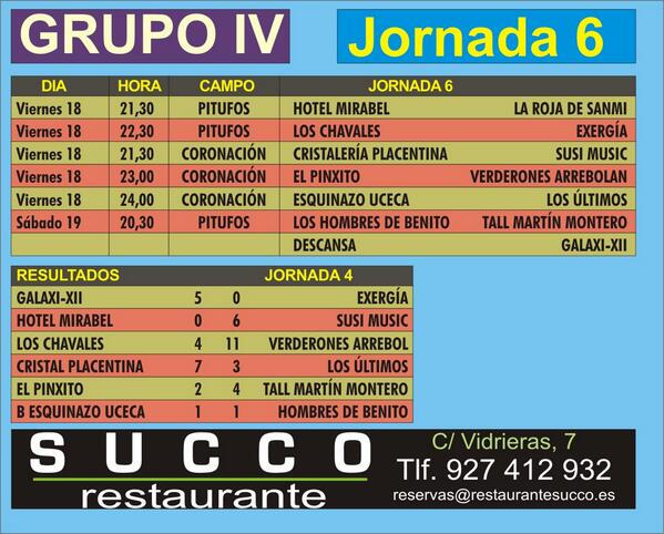 futbol7rosalaya's tweet photo. LIGA DE VERANO ROSAL DE AYALA GRUPO IV
Jornada 6 Del 14 al 19 de julio http://t.co/kL95Ydfu2a