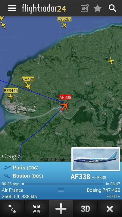 #AF338 flying CDG - BOS has declared #emergency. #Squawk7700 fr24.com/AFR338