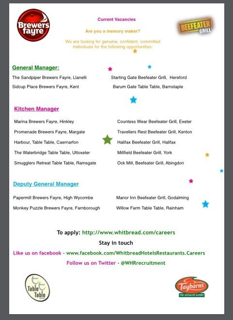 Are you a #memory maker? @brewersfayre @beefeatergrill @yourtabletable have exciting #jobs #Opportunities