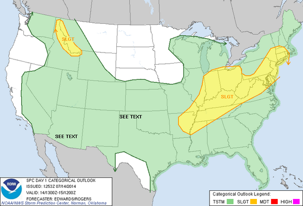 Today's Weather: Severe weather poss. from lower Miss. Vly to Northeast, parts of no. Rockies: go.usa.gov/Rvk