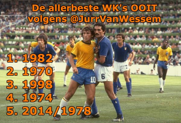 Dit zijn de allerbeste WK's OOIT volgens <a href="/JurrVanWessem/">Jurriaan van Wessem</a>. Mee eens? Wat is jouw top 5? #WKDaily