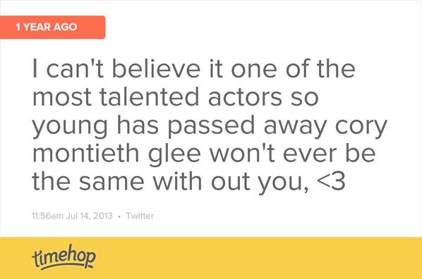 becky16actor's tweet photo. One year ago the amazing cory Passed away :/ r.i.p x http://t.co/DebPn6PoFX http://t.co/5QhFS5rBC3