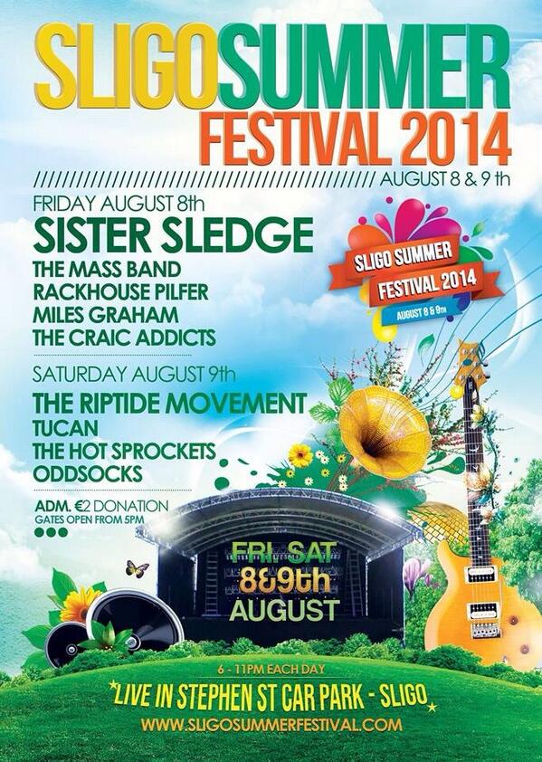 sligosummerfest's tweet photo. Check out our official line-up poster! @thehotsprockets @riptidemovement @oddsocksmusic @tucanmusic @IAM_MILESGRAHAM http://t.co/q7G6K5NesQ