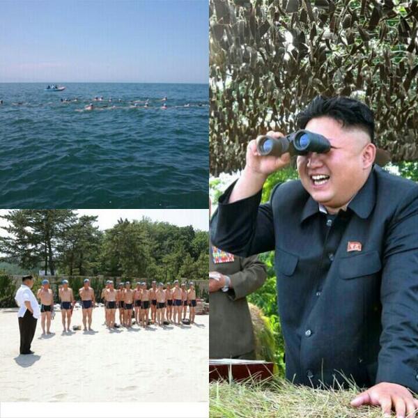 TuhafAmaGercek's tweet photo. Kim Jong-Un, yüzme kabiliyetlerini ölçmek için Deniz Kuvvetleri komutanlarını 10km yüzdürdü. http://t.co/Tsf8tGymcX