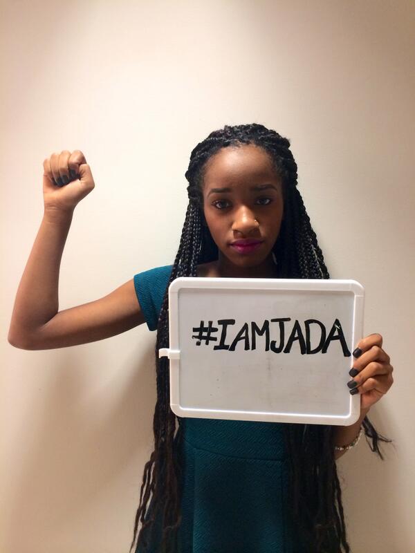 Show your support for Jada. Take a picture &amp; share it. Let's create a firestorm against bullies on Twitter. #IAMJADA