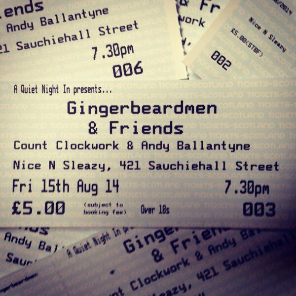 GingerBeardMen's tweet image. Support on the night from @CountClockwork and Andy Ballantyne. Will be banging and we'll be performing the new EP.