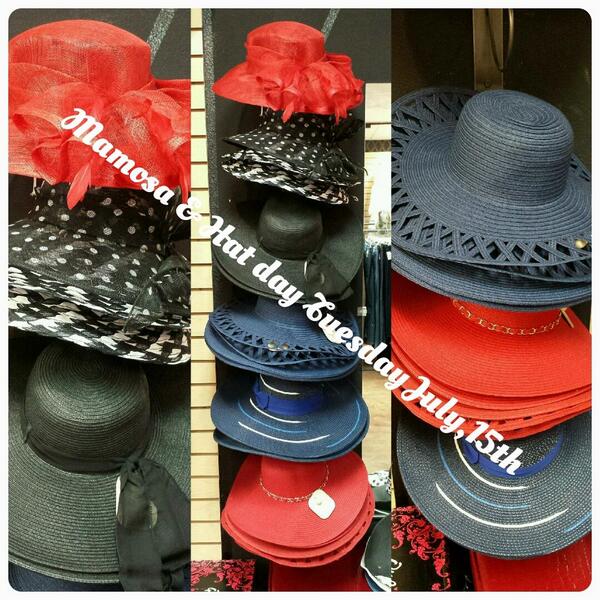 LobaughLynn's tweet photo. Mamosa &amp; hat making day @ GFL Boutiques. Tuesday July, 15th from 10/6 http://t.co/8EQzqDUAdn