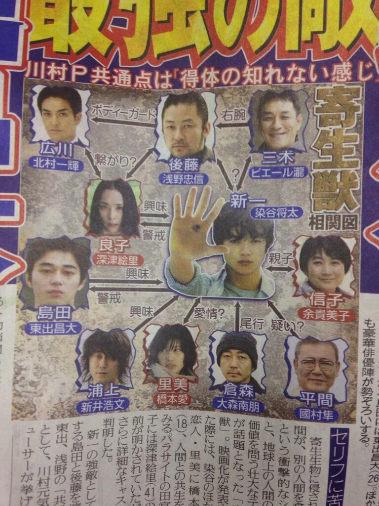 P Chan Sur Twitter 映画 寄生獣 11月29日公開 寄生獣完結編 来年公開 の脇を固めるキャスト 染谷将太 深津絵里 東出昌大 浅野忠信 橋本愛 北村一輝 ピエール瀧 余貴美子 新井浩文 大森南朋 國村隼 Http T Co Wvujvxtc5i