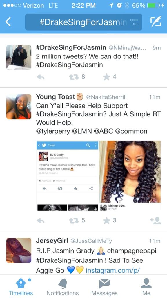 WWAY's tweet photo. Find out how folks in The Port City started a huge trend honoring a young woman's memory tonight! #DrakeSingForJasmin http://t.co/0tbBKGCOSM