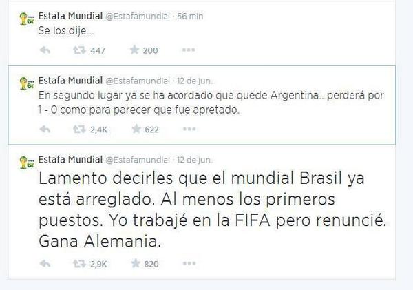 Los tweets me los censuraron, no los borré yo. La #FIFA seguro pagó a #Twitter para ocultar la verdad.