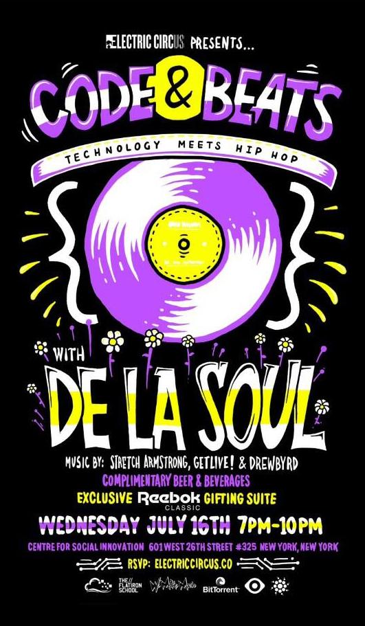 BigHuman's tweet photo. We're hosting a Tech + HipHop mashup with some friends @WeAreDeLaSoul @FlatironSchool @codeandbeats @digitalocean http://t.co/HcMqGtde76