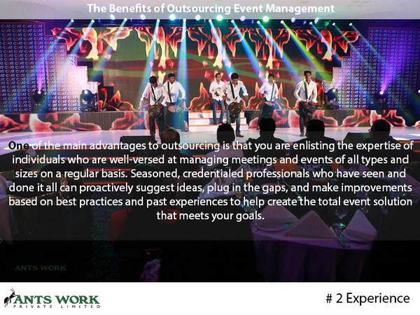 antsworkpvtltd's tweet photo. The benefits of out-sourcing #event management. # 2 Experience. http://t.co/NGVfgzgQsF
