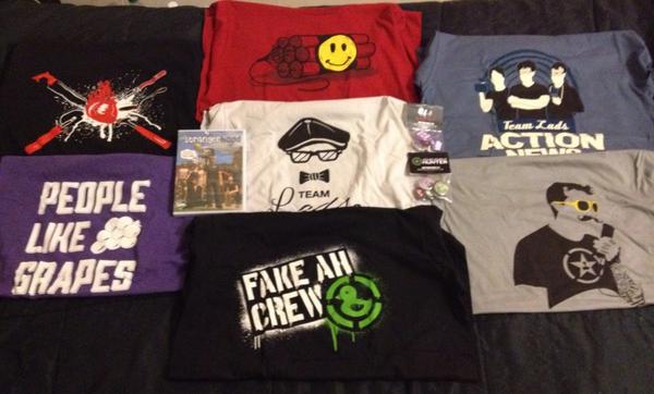 420withHitler's tweet photo. My @RoosterTeeth &amp; @AchievementHunt merch arrived today. Best group of t-shirts ever assembled. http://t.co/MHrRhVf7Tq