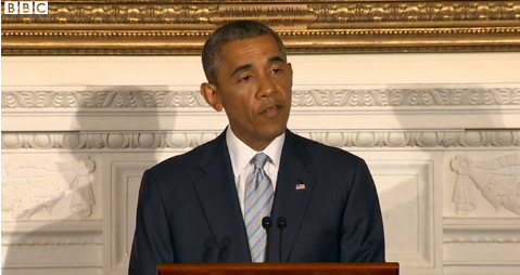 BBCWorld's tweet photo. Obama laments "heart-wrenching" scenes in #Gaza &amp; #Israel, calls Hamas rockets "inexcusable" http://t.co/JrNAwPDbJM http://t.co/hws3RLYhKD