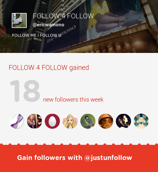 ericwamono's tweet image. Fab tweeps @AlphaCazareemlr @BerthaWesslerRB @datylover &amp;amp; more followed me. Grow with justunfollow.com/?r=twp