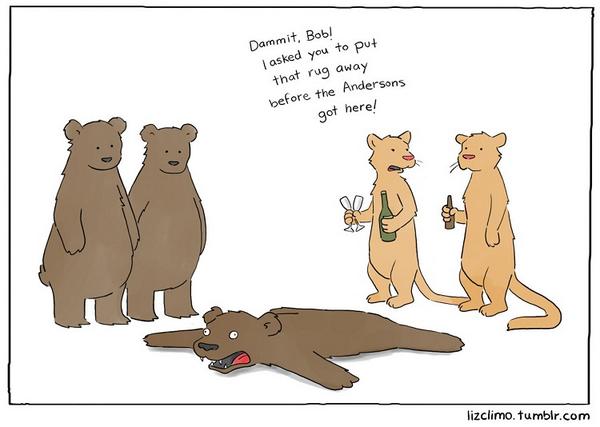 animaltalkbot's tweet image. "밥 이 멍청아! 엔더슨 씨들이 오기 전에 저 깔개 치워달라고 말했잖아 ㅡㅅㅡ;;;"
동물 세계에선 파티하기 좀 힘들겠다.. 느(ㅈ)느..?