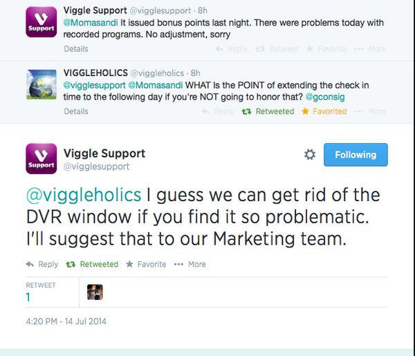 TimSwinney's tweet photo. AWESOME customer service these ppl got going! #Viggle @Viggle @vigglesupport #ViggleTV http://t.co/DpPuJa0xcl