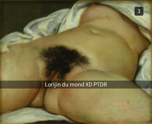 kamone_duck's tweet photo. 15 juillet 1866 vers minuit, Gustave Courbet essaie Snapchat. http://t.co/bY50cXct2R