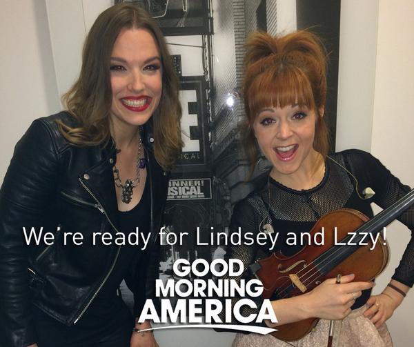 GMA's tweet photo. Retweet if you're ready for @LindseyStirling and @Lzzyhale! http://t.co/W5eAMt25Qx